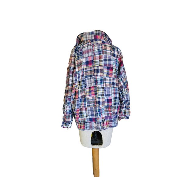vintage IZZI 1985 Reversible Jacket‎ size Medium snap button rain hood plaid wht - Picture 5 of 16
